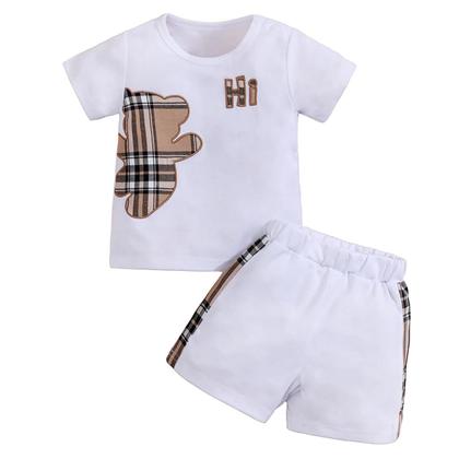 Imagem de Conjunto De Roupas Para Bebês, Camisetas Infantis De Manga Curta, Shorts Com Estampa De Urso De