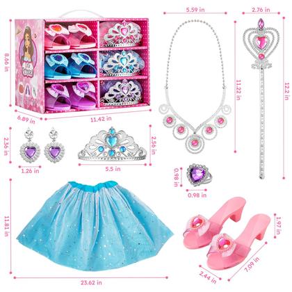 Imagem de Conjunto de roupas Princess ShyLizard para meninas de 4 a 6 anos com vestidos e acessórios.