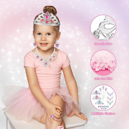 Imagem de Conjunto de roupas Princess ShyLizard para meninas de 4 a 6 anos com vestidos e acessórios.