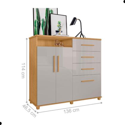 Imagem de Conjunto de Roupeiro e Cômoda Itaúnas Naturalle Off White