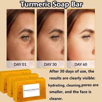 Imagem de Conjunto de sabonetes Lemon Turmeric Kojic Soap + 3 Bubble Nets x3