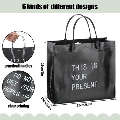 Imagem de Conjunto de sacolas de presente Tudomro Funny Black reutilizável 12 unidades 25x23x10cm
