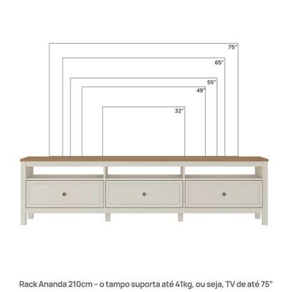 Imagem de Conjunto de Sala 2 Peças com 1 Rack e 1 Cristaleira Madeira Maciça Ananda CabeCasa MadeiraOriginals