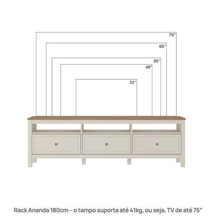 Imagem de Conjunto de Sala 3 Peças com 1 Rack, 1 Cristaleira e 1 Estante Ananda CabeCasa MadeiraOriginals