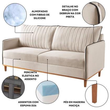 Imagem de Conjunto de Sala de Estar 1 Sofá Dois Lugares Persa e 2 Poltronas Ágata