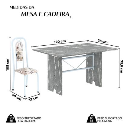 Imagem de Conjunto de Sala de Jantar 1 Mesa Granito e 4 Cadeiras Lara