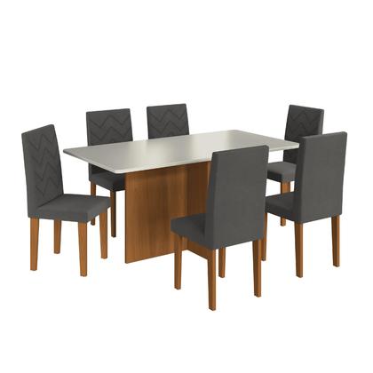 Imagem de Conjunto De Sala De Jantar Fidelitá Itália 170 Cm Com 6 Cadeiras Freijó/Off-White Assento Grafite