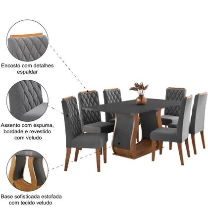 Imagem de Conjunto De Sala De Jantar Mesa Veneto 1,60m 6 Cadeiras