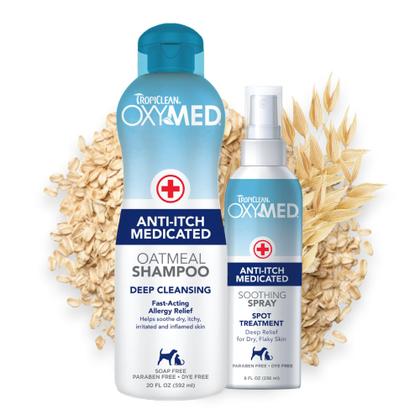 Imagem de Conjunto de shampoo e spray TropicLean Oxymed Medicated para animais de estimação