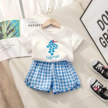 Imagem de Conjunto de Shorts e Camiseta de Algodão para Meninas - Roupas Infantis para Verão