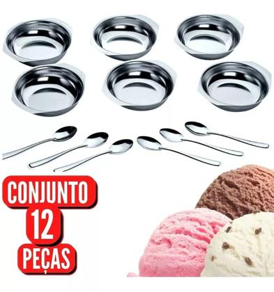 Imagem de Conjunto de Sobremesa Inox/ Tigelas com colher 12 Peças