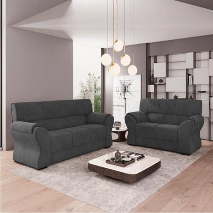 Imagem de Conjunto De Sofá 2 E 3 Lugares Holanda Cinza Suede Cinza
