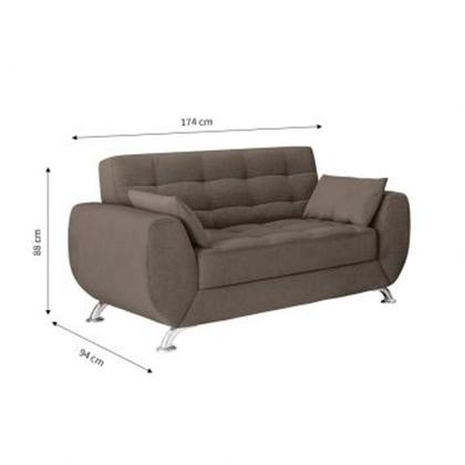 Imagem de Conjunto de Sofá 2 e 3 Lugares Larissa Suede Castanho