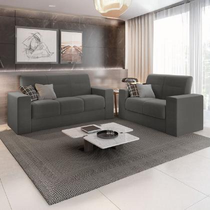 Imagem de Conjunto de Sofá 2 e 3 Lugares Leon Veludo Mamflex