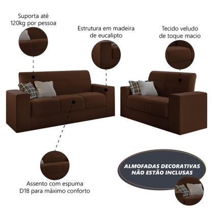 Imagem de Conjunto de Sofá 2 e 3 Lugares Leon Veludo Mamflex