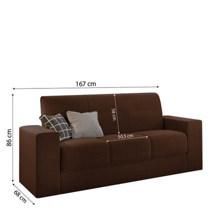 Imagem de Conjunto De Sofá 2 E 3 Lugares Leon Veludo Mamflex Marrom
