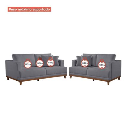 Imagem de Conjunto de Sofá 2 e 3 Lugares Pés em Madeira Maciça Ingla