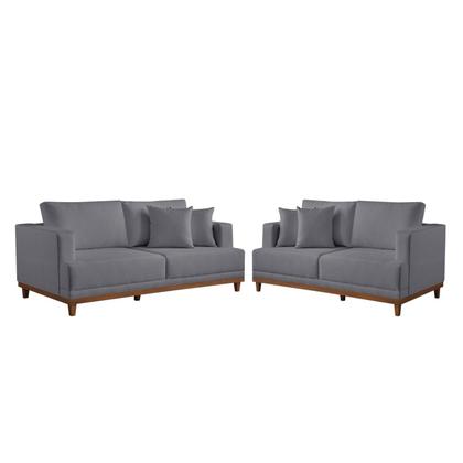 Imagem de Conjunto de Sofá 2 e 3 Lugares Pés em Madeira Maciça Ingla