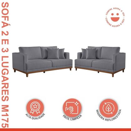 Imagem de Conjunto de Sofá 2 e 3 Lugares Pés em Madeira Maciça Ingla