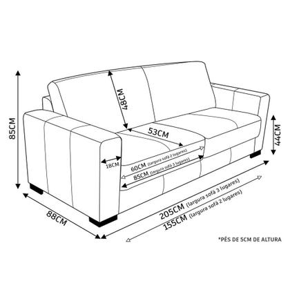 Imagem de Conjunto de Sofá 2 e 3 Lugares Sala de Estar Estocolmo Couro Caramelo - Gran Belo