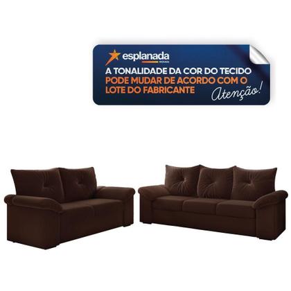 Imagem de Conjunto De Sofá 2 E 3 Lugares Taurus Veludo Mamflex Marrom