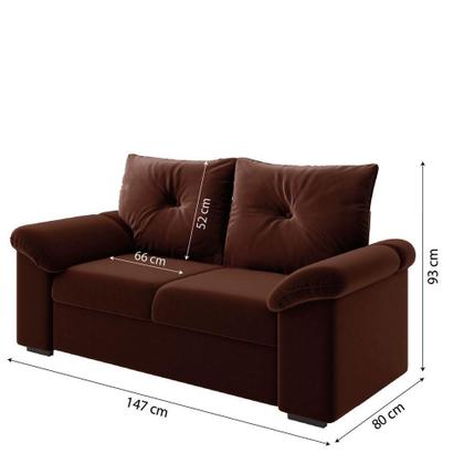 Imagem de Conjunto De Sofá 2 E 3 Lugares Taurus Veludo Mamflex Marrom