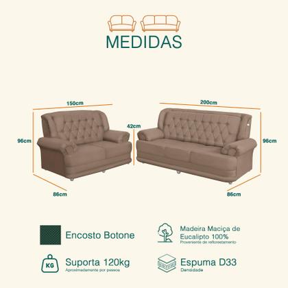 Imagem de Conjunto de Sofá 2,00 x 1,50m 3 E 2 Lugares Suede Filadélfia Marrom Castor