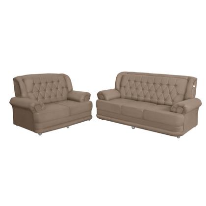 Imagem de Conjunto de Sofá 2,00 x 1,50m 3 E 2 Lugares Suede Filadélfia Marrom Castor