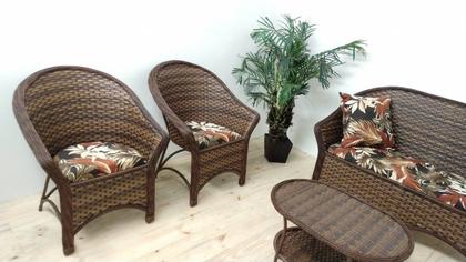 Imagem de Conjunto de sofá 2L + 2 Poltronas + Mesa de centro compacto para sacadas, varandas e áreas de lazer com pouco espaço