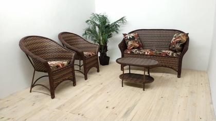 Imagem de Conjunto de sofá 2L + 2 Poltronas + Mesa de centro compacto para sacadas, varandas e áreas de lazer com pouco espaço