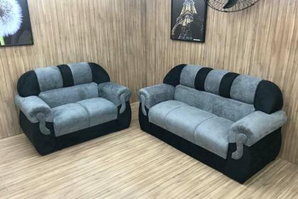 Imagem de Conjunto de sofá 2x3 lugares Cinza/Preto 605/601