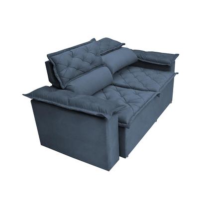 Imagem de Conjunto de Sofá 3 e 2 Lugares Retrátil e Reclinável Cama inBox Compact 2,00x1,50m Velusoft Azul