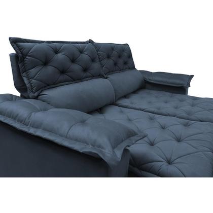 Imagem de Conjunto de Sofá 3 e 2 Lugares Retrátil e Reclinável Cama inBox Compact 2,00x1,50m Velusoft Azul