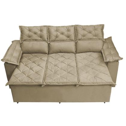 Imagem de Conjunto de Sofá 3 e 2 Lugares Retrátil e Reclinável Cama inBox Compact 2,00x1,50m Velusoft Bege