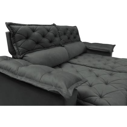 Imagem de Conjunto de Sofá 3 e 2 Lugares Retrátil e Reclinável Cama inBox Compact 2,00x1,50m Velusoft Cinza