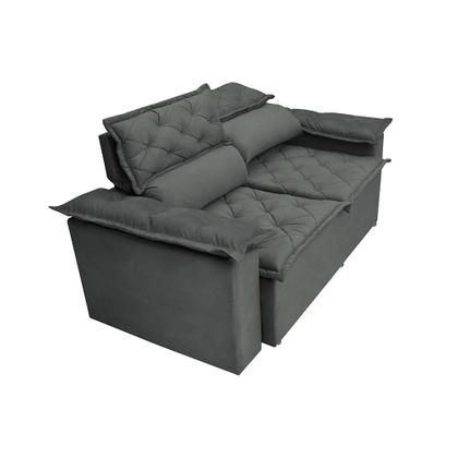 Imagem de Conjunto de Sofá 3 e 2 Lugares Retrátil e Reclinável Cama inBox Compact 2,00x1,50m Velusoft Cinza