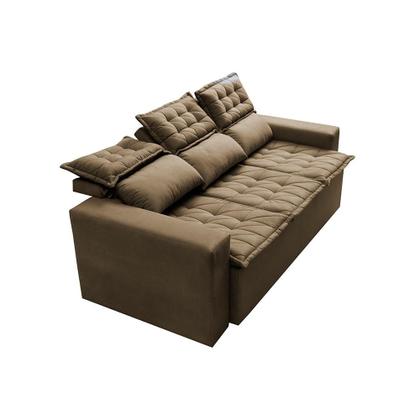 Imagem de Conjunto de Sofá 3 e 2 Lugares Retrátil e Reclinável Cama inBox Slim 2,00x1,50m Velusoft Castor