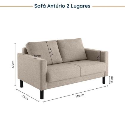 Imagem de Conjunto de Sofá Antúrio 3 e 2 Lugares com Usb em Linho CabeCasa MadeiraOriginals