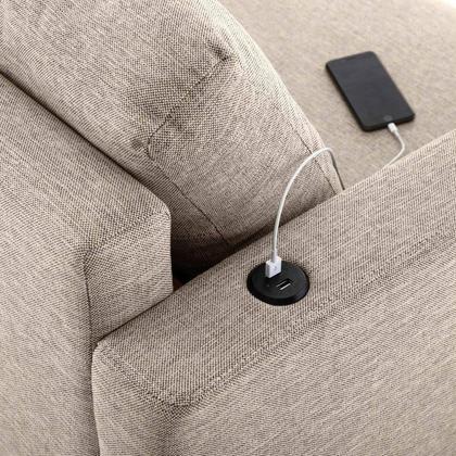 Imagem de Conjunto de Sofá Antúrio 3 e 2 Lugares com Usb em Linho CabeCasa MadeiraOriginals