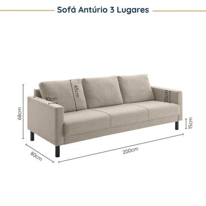 Imagem de Conjunto de Sofá Antúrio 3 e 2 Lugares com Usb em Linho CabeCasa MadeiraOriginals