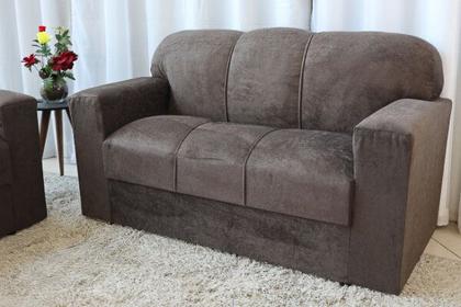 Imagem de Conjunto de Sofá de 2 e 3 lugares Marrom Liso