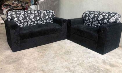 Imagem de Conjunto de Sofá de 2 e 3 Lugares Preto Estampado