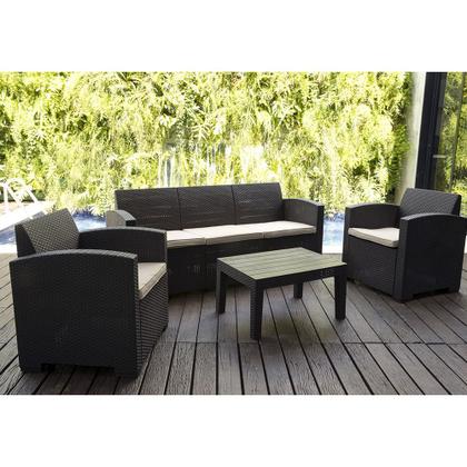 Imagem de Conjunto de Sofá Estilo Rattan Confort 5 Lugares para Jardim Área Externa D7home