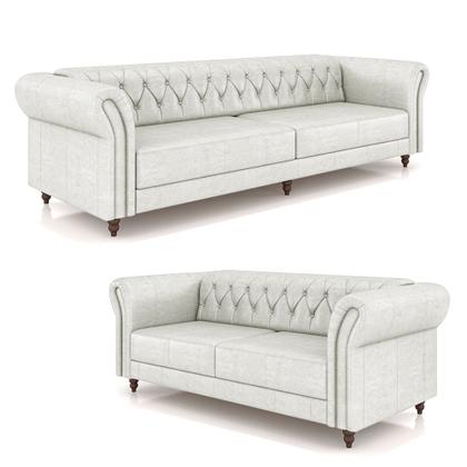 Conjunto de Sofá Sala de Estar Stanford Chesterfield 2 e 3 Lugares 180cm/240cm Pés Madeira Couro Branco Manchado G58 - Gran Belo - Granbelo Imagem de Conjunto de Sofá Sala de Estar Stanford Chesterfield 2 e 3 Lugares 180cm/240cm Pés Madeira Couro Branco Manchado G58 - Gran Belo