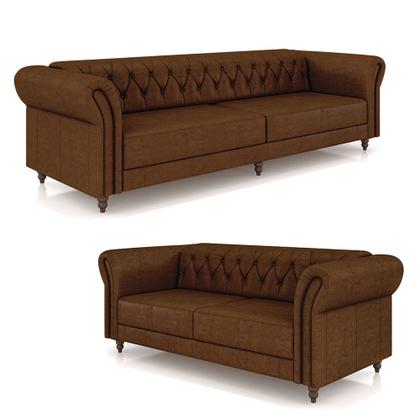 Conjunto de Sofá Sala de Estar Stanford Chesterfield 2 e 3 Lugares 200cm/240cm Pés Madeira Couro Marrom Manchado G58 - Gran Belo - Granbelo Imagem de Conjunto de Sofá Sala de Estar Stanford Chesterfield 2 e 3 Lugares 200cm/240cm Pés Madeira Couro Marrom Manchado G58 - Gran Belo