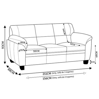Imagem de Conjunto de Sofás 2 e 3 Lugares Sala de Estar Pés em Madeira Nauru Couro Tabaco - Gran Belo