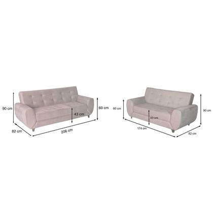 Imagem de Conjunto de Sofás 3 e 2 Lugares Cristal Bege