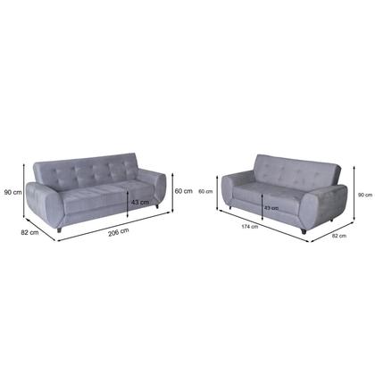 Conjunto de Sofás 3 e 2 Lugares Cristal - Nabas Estofados Imagem de Conjunto de Sofás 3 e 2 Lugares Cristal