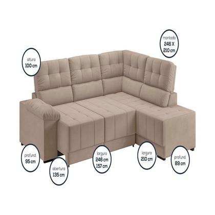 Imagem de Conjunto de Sofás Modulado Bipartido Firenze Bege Capuccino