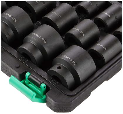 Imagem de Conjunto de soquetes Amazon Basics, unidade de 19 peças de 1/2 polegada e 6 pontos